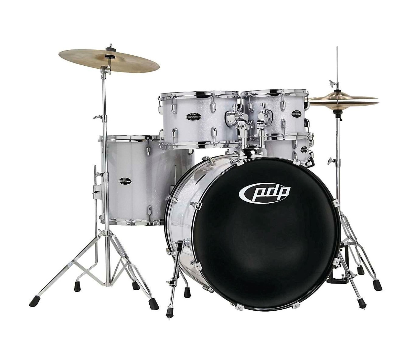 PDP Drums PDCE2215KTDW Center Stage 5-Pieces Drumset with Hardware and Cymbals - Diamond Silver