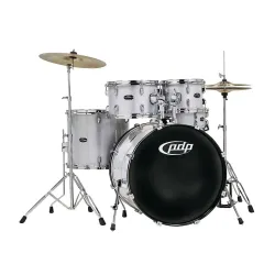 PDP Drums Center Stage 5 Pieces Drumset with Hardware and Cymbals - Diamond Silver