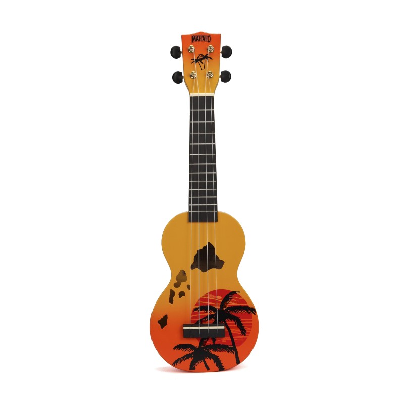 Mahalo MD1HBORB Ukulele Soprano " Hawaii " Designer Series Orange Burst with Bag