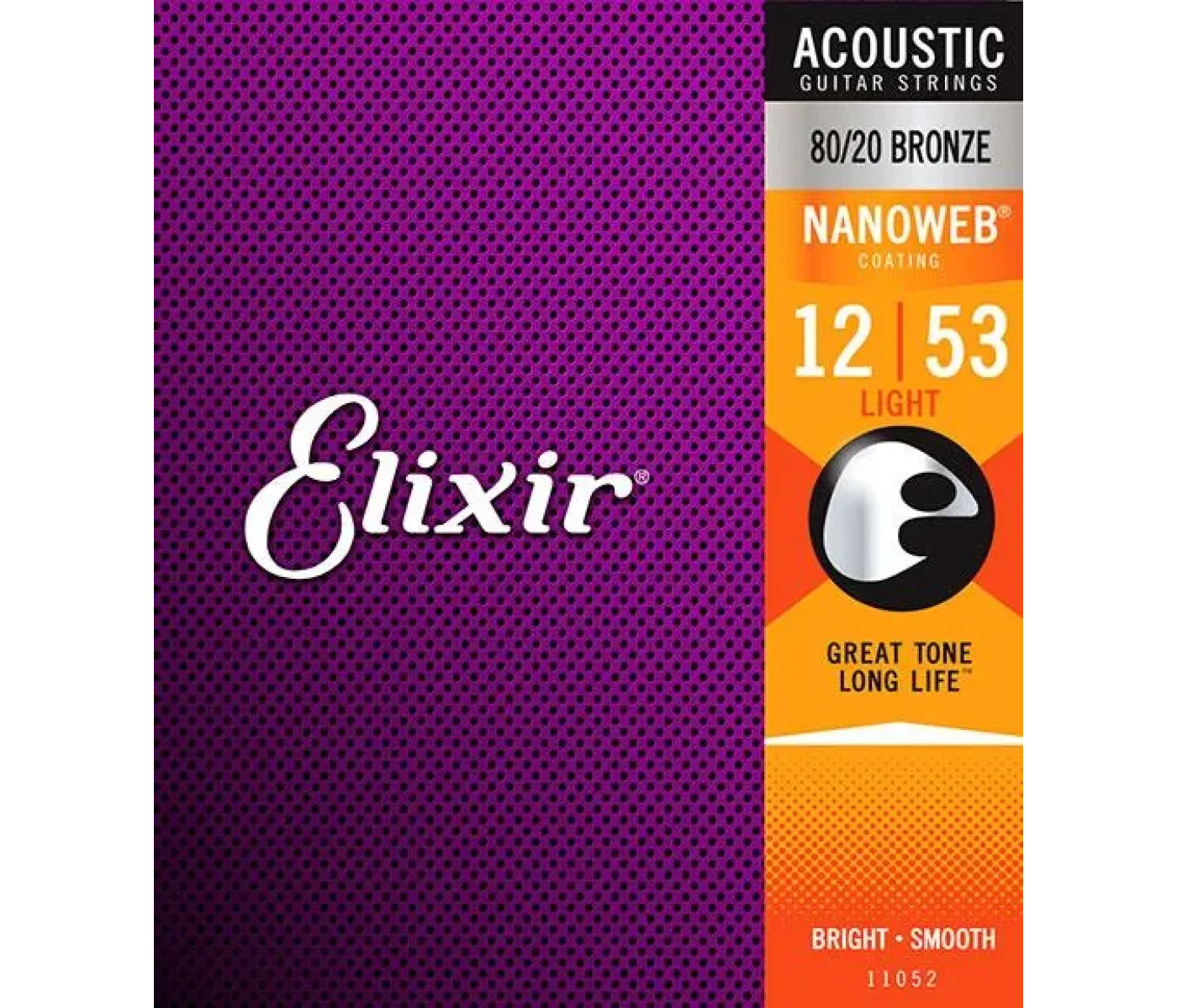 Elixir Strings 11052 80/20 Acoustic Guitar Strings Nanoweb Light - .012-.053