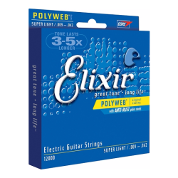 Elixir Strings 12000 Electric Guitar Strings Polyweb Super Light - .009-.042