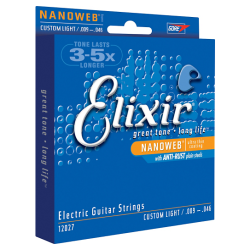 Elixir Strings 12027 Electric Guitar Strings Nanoweb Custom Light - .009-.046