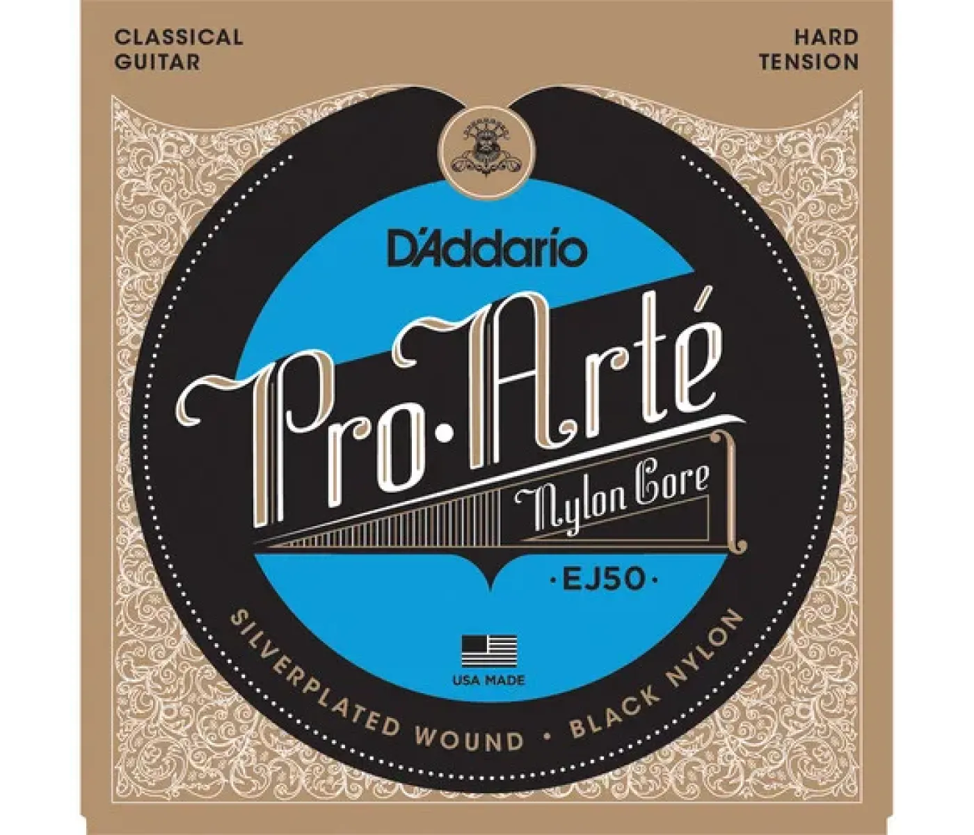 D'Addario EJ50 Pro-Arte Black Nylon Classical Guitar Strings - Hard Tension