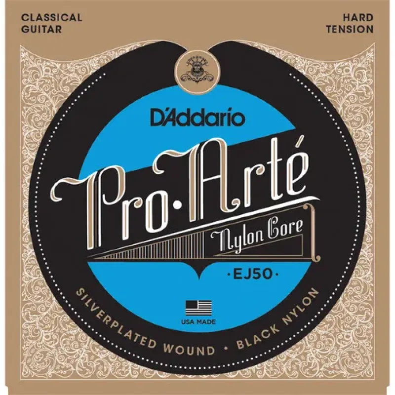 D'Addario EJ50 Pro-Arte Black Nylon Classical Guitar Strings - Hard Tension