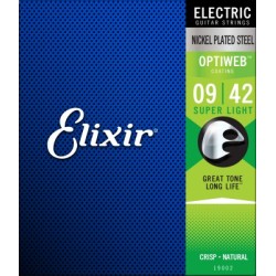 Elixir Strings 19002 Electric Guitar Strings Optiweb Super Light - .009-.042