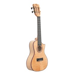 Kala Solid Flame Maple Series - Concert Ukulele - Cutaway - Natural Maple - WITHOUT BAG