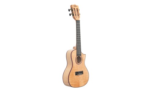 Kala Solid Flame Maple Series - Concert Ukulele - Cutaway - Natural Maple - WITHOUT BAG