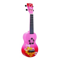 Mahalo MD1HBRDB Ukulele Soprano " Hibiscus " Designer Series Red Burst with Bag