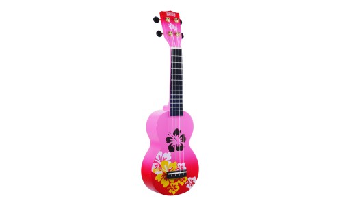 Mahalo MD1HBRDB Ukulele Soprano " Hibiscus " Designer Series Red Burst with Bag