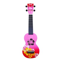 Mahalo MD1HBRDB Ukulele Soprano " Hibiscus " Designer Series Red Burst with Bag