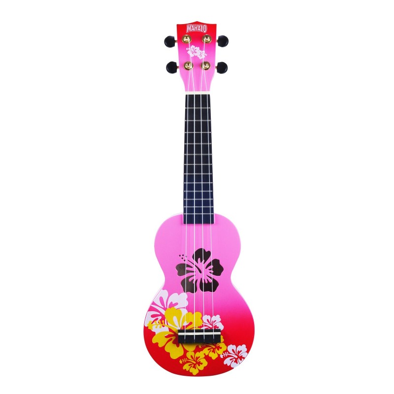 Mahalo MD1HBRDB Ukulele Soprano " Hibiscus " Designer Series Red Burst with Bag