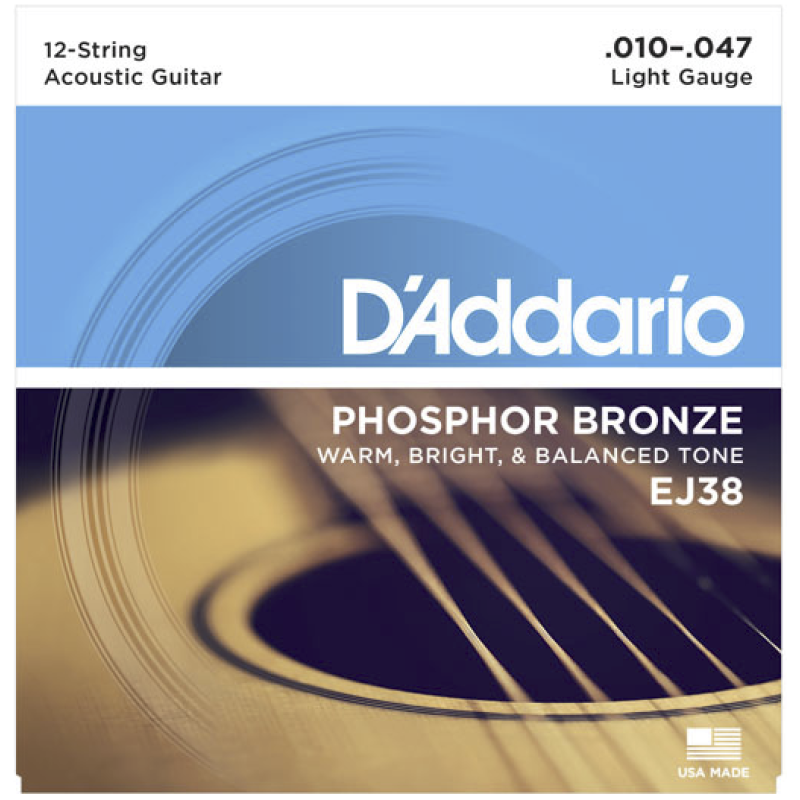 D'Addario EJ38 Set Acoustic Bronze 12-Strings Light - 10-47