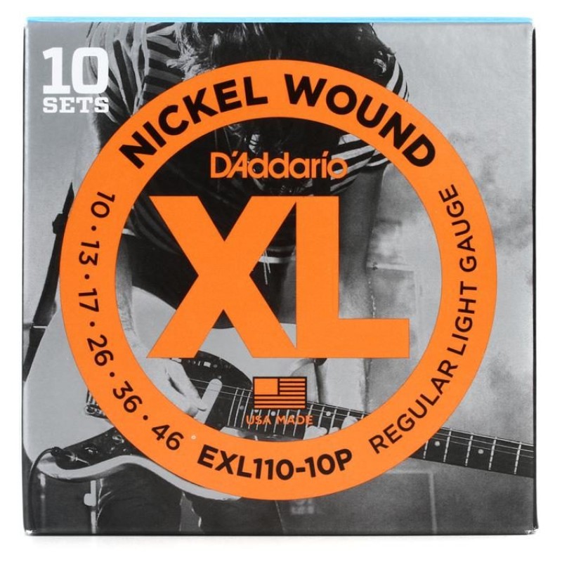 D'Addario EXL110-10P Nickel Wound Electric Guitar String Regular Light - 10-46 - 10 Packs