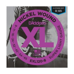 D'Addario EXL120-8 Nickel Wound Electric Guitar 8-String Super Light - 09-65