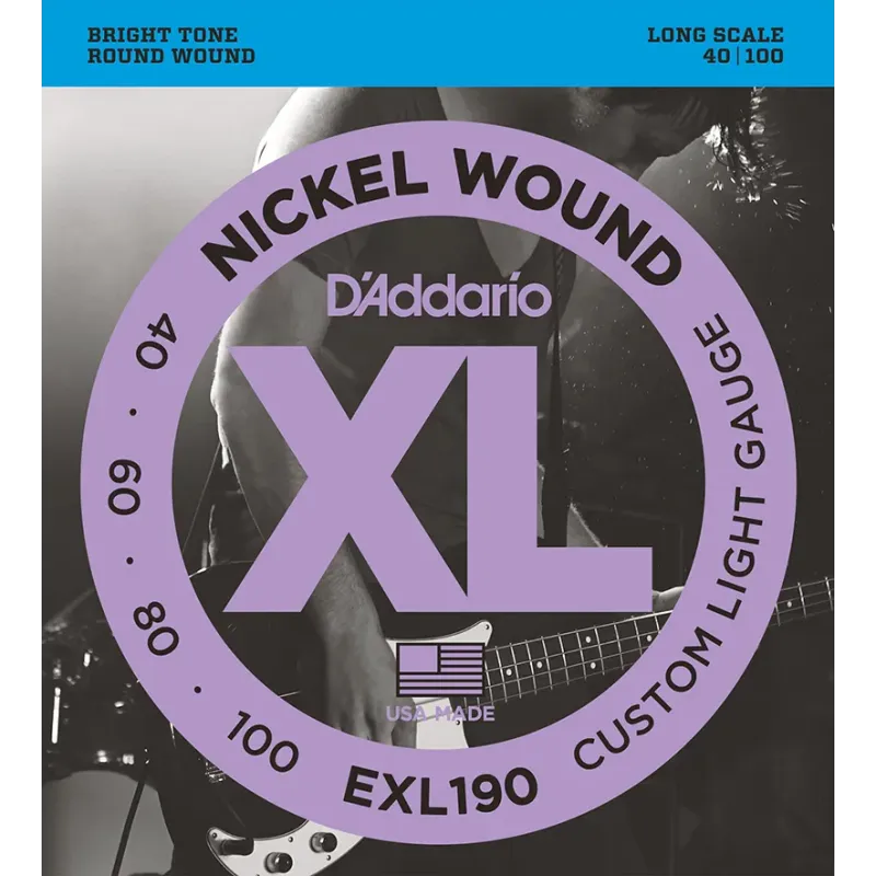D'Addario EXL190 Nickel Wound Long Scale Bass 4-String Custom Light - 40-100