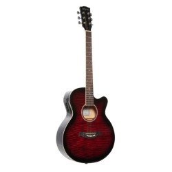 Carlos F511EQ-RDS Semi-Acoustic Guitar - Shaded Red