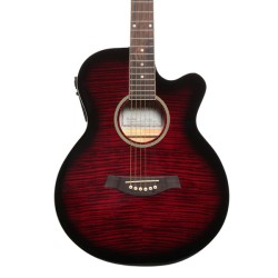 Carlos F511EQ-RDS Semi-Acoustic Guitar - Shaded Red