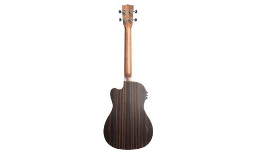 Kala Solid Spruce Top Striped Ebony Series Baritone Semi-Acoustic Ukulele - Included Bag