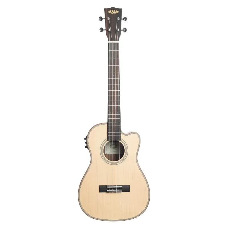 Kala Solid Spruce Top Striped Ebony Series Baritone Semi-Acoustic Ukulele - Included Bag Kala Solid Spruce Top Striped Ebony Series Baritone Semi-Acoustic Ukulele - Included Bag