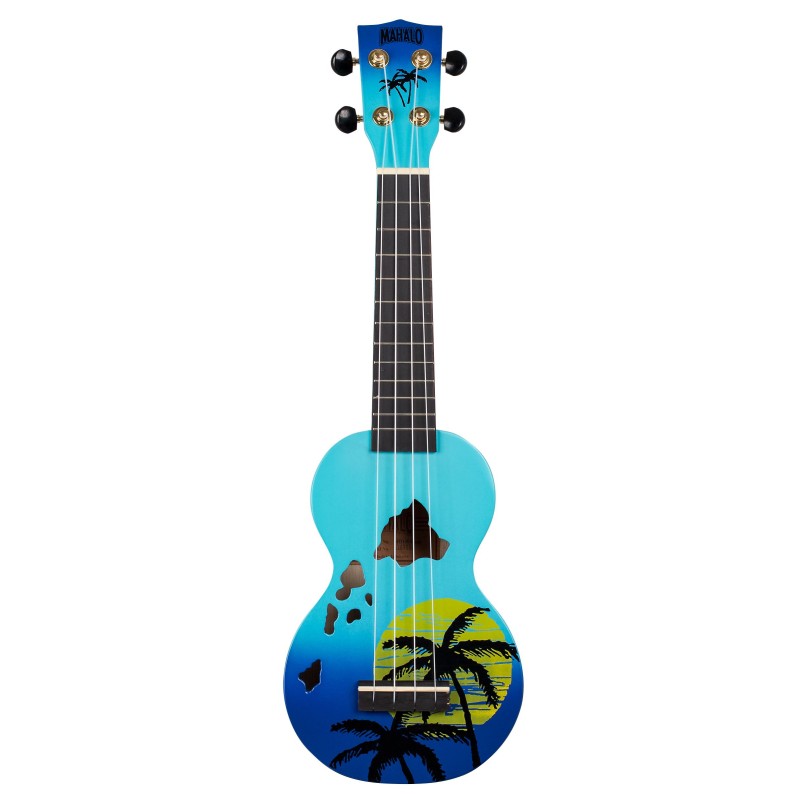 Mahalo MD1HABUB Ukulele Soprano " Hawaii " Designer Series Blue Burst with Bag