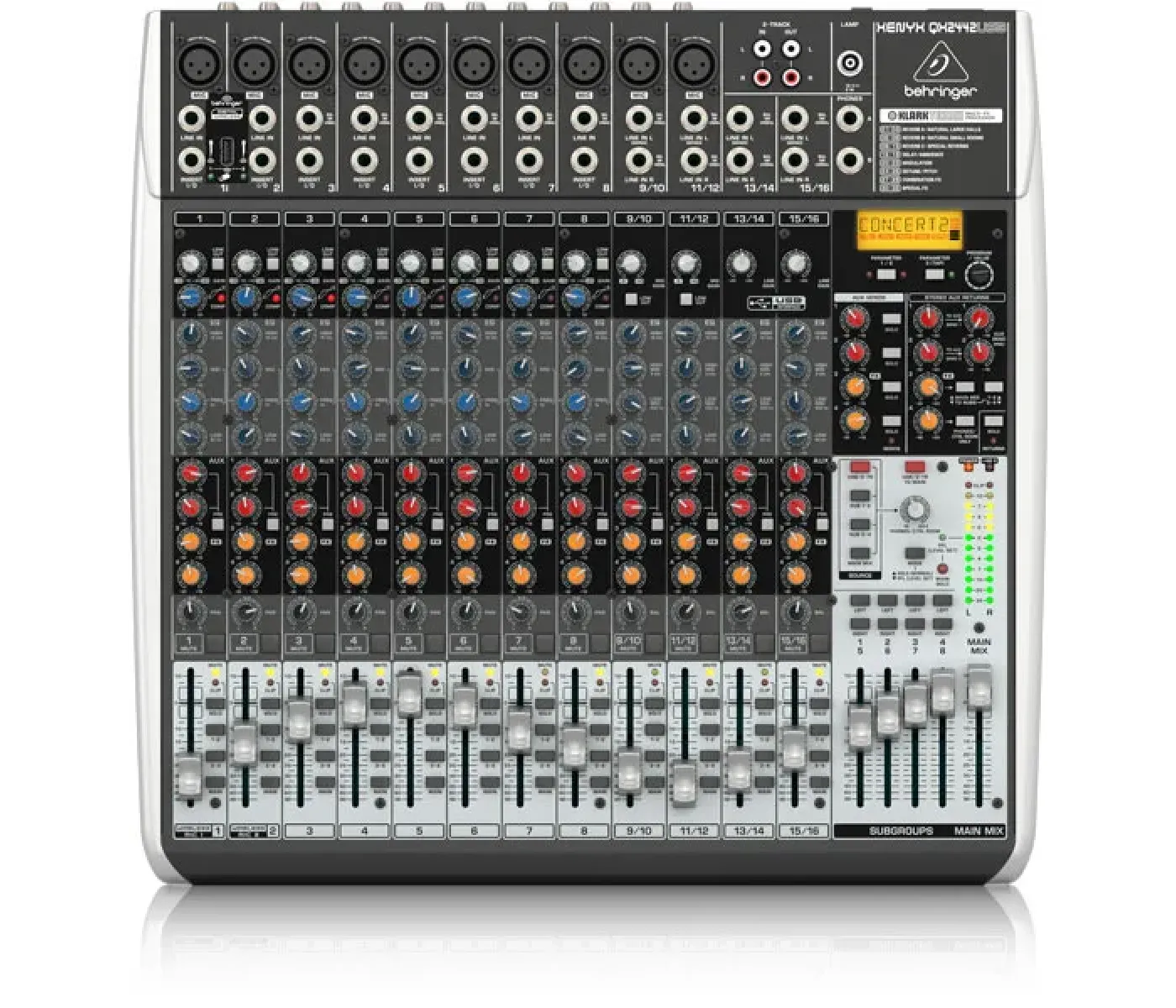 Behringer QX2442USB Premium 24-Input 4/2-Bus Mixer Analog Mixer with USB/Audio Interface