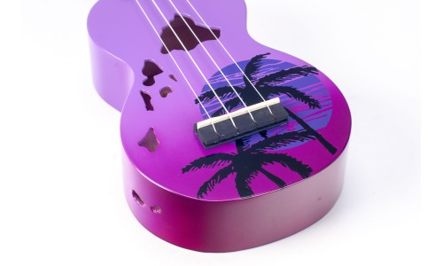 Mahalo MD1HAPPB Ukulele Soprano " Hawaii " Designer Series Purple Burst with Bag