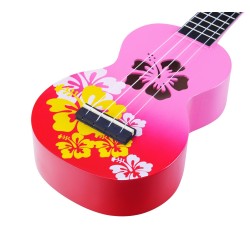 Mahalo MD1HBRDB Ukulele Soprano " Hibiscus " Designer Series Red Burst with Bag