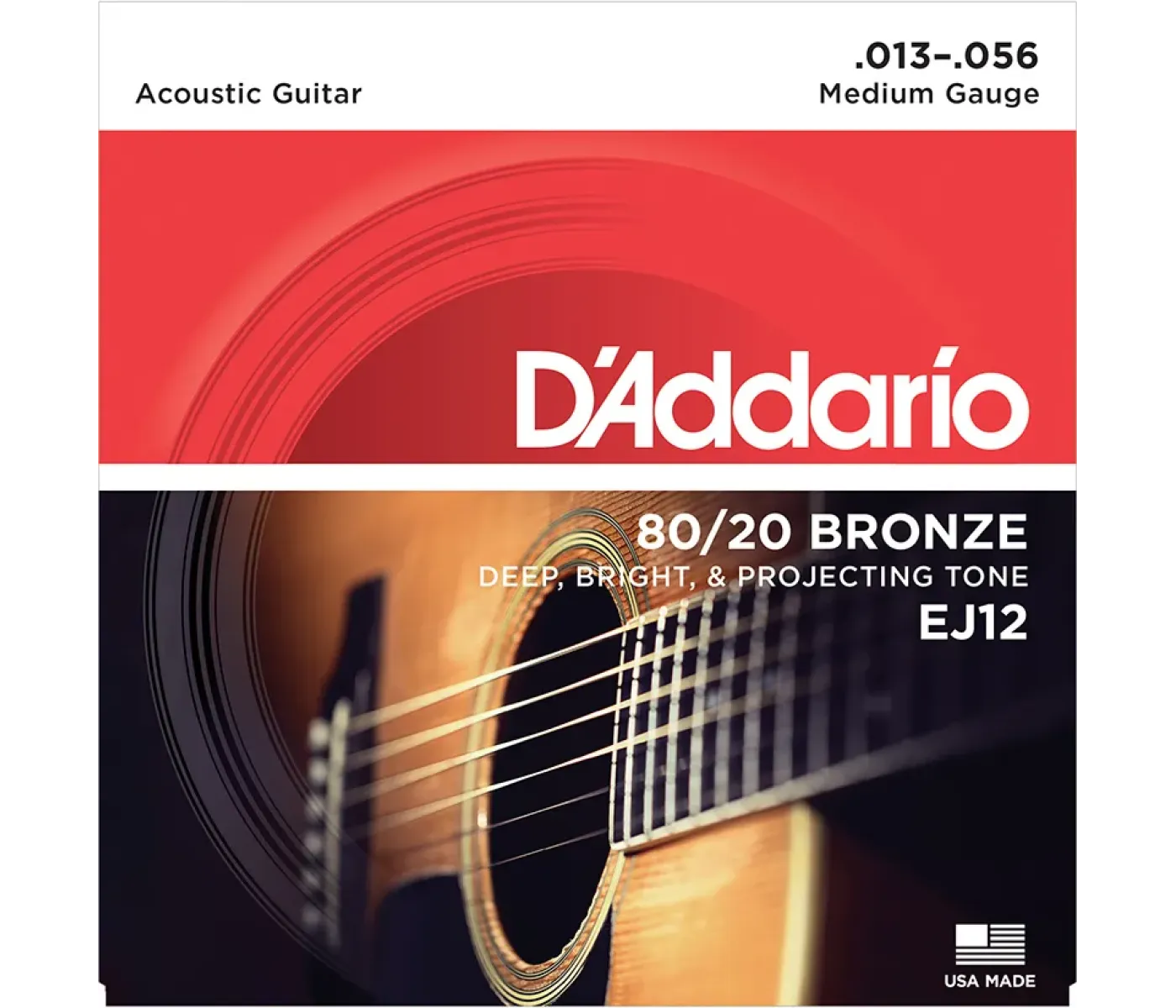 D'Addario EJ12 80/20 Bronze Acoustic Guitar Strings Medium - 13-56