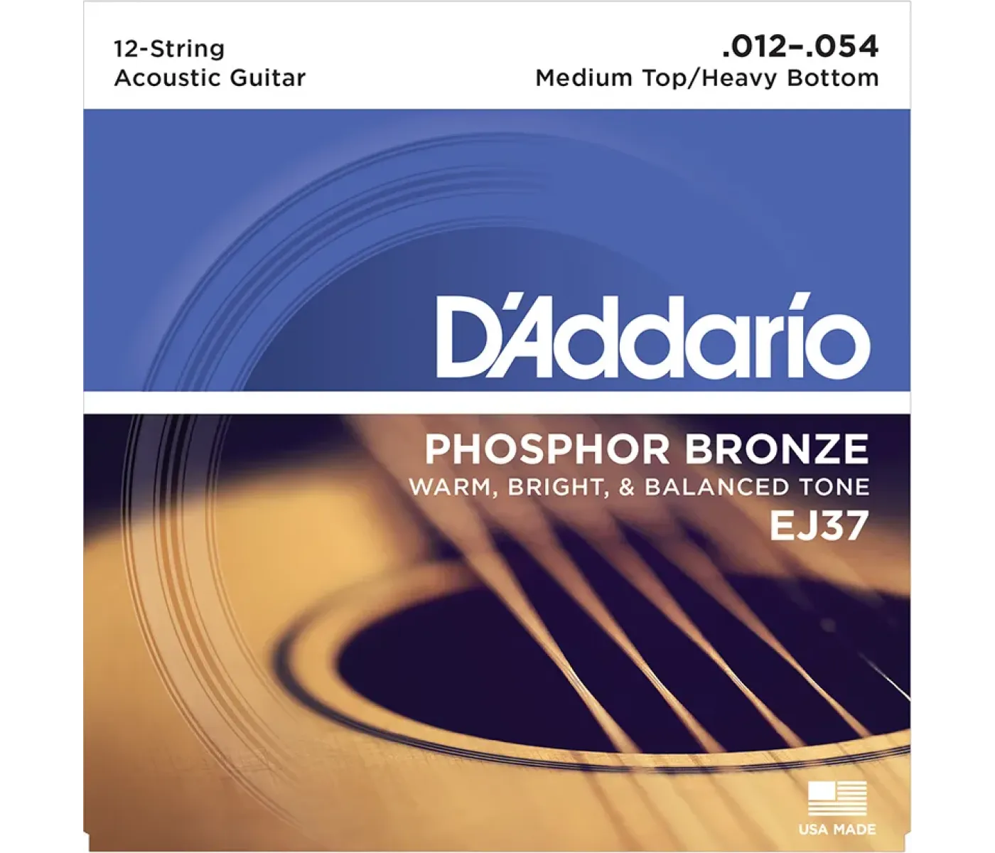 D'Addario EJ37 Phosphor Bronze 12-String Acoustic Guitar Strings Medium Top - Heavy Bottom - 12-54
