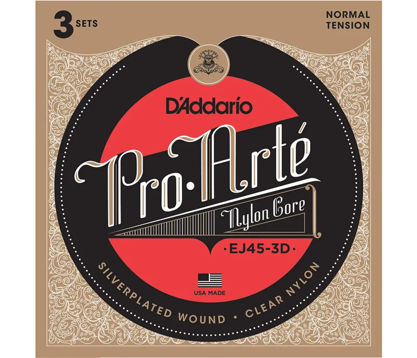 D'Addario EJ45-3D Pro-Arte Nylon Classical Guitar Strings - Normal Tension - 3 Packs