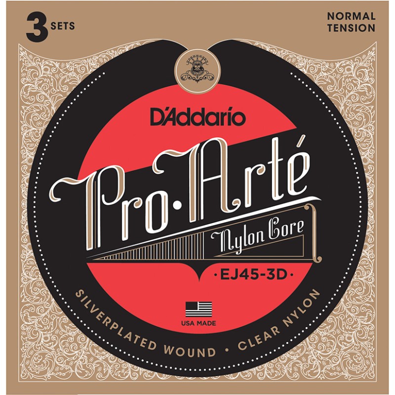 D'Addario EJ45-3D Pro-Arte Nylon Classical Guitar Strings - Normal Tension - 3 Packs