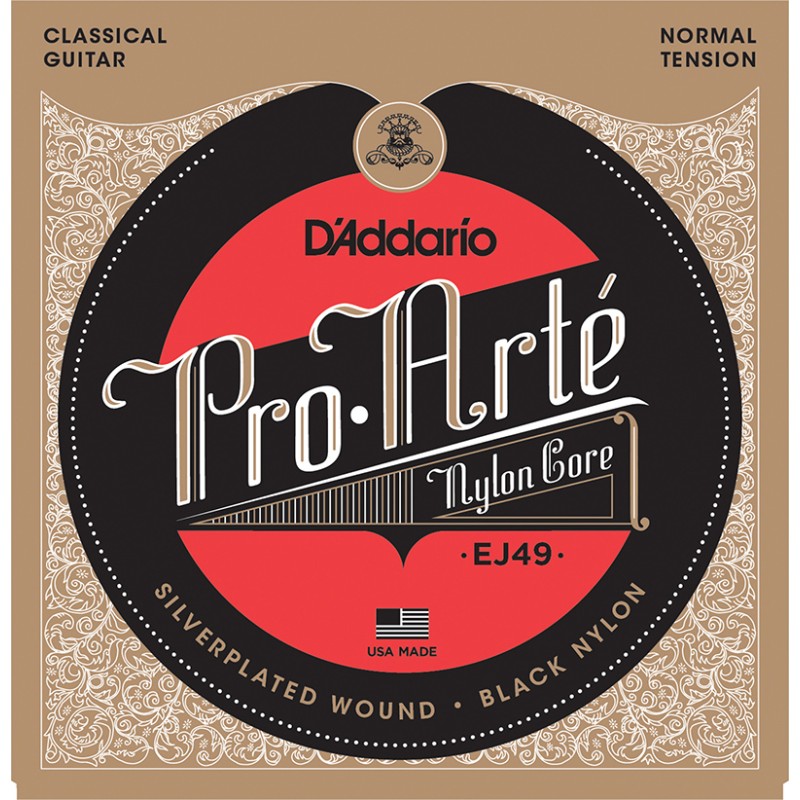 D'Addario EJ49 Pro-Arte Black Nylon Classical Guitar Strings - Normal Tension