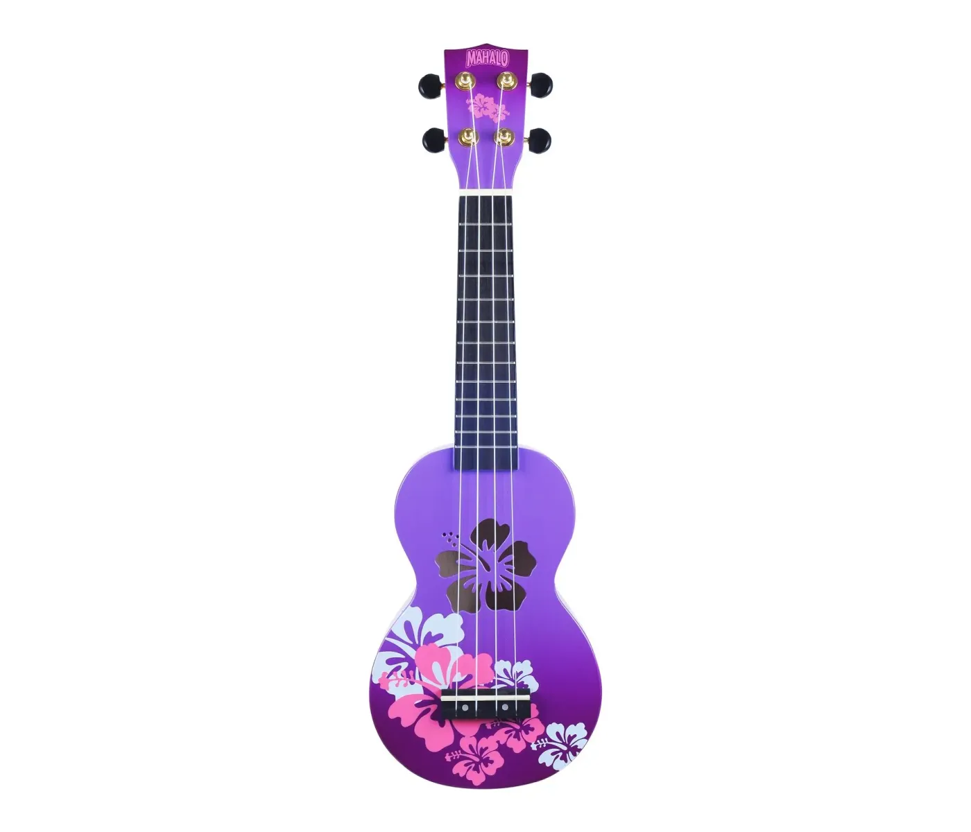 Mahalo Ukulele Soprano " Hibiscus " Designer Series Purple Burst with Bag_B stock