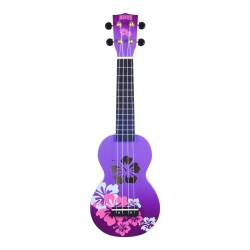 Mahalo MD1HBPPB Ukulele Soprano " Hibiscus " Designer Series Purple Burst with Bag