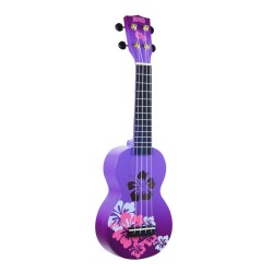 Mahalo MD1HBPPB Ukulele Soprano " Hibiscus " Designer Series Purple Burst with Bag