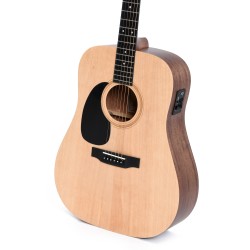 Sigma Guitars DMEL D-14 Fret Left Handed Solid Top Sitka Spruce Semi Acoustic Guitar - Natural