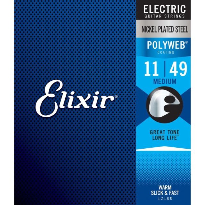 Elixir Strings 12100 Electric Guitar Strings Polyweb Medium - .011-.049